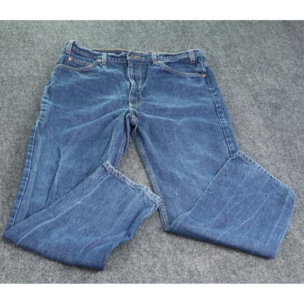 Levi's 505 Mens Jeans 38x32 Regular Fit Straight Leg Orange Tab Medium Wash 90s